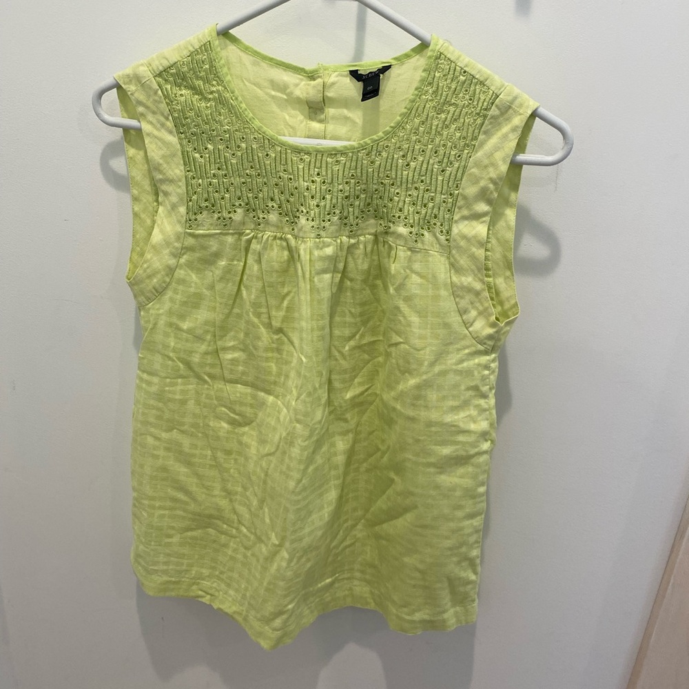 J Crew Women's 00 Embroidered Eyelet Sleeveless Top